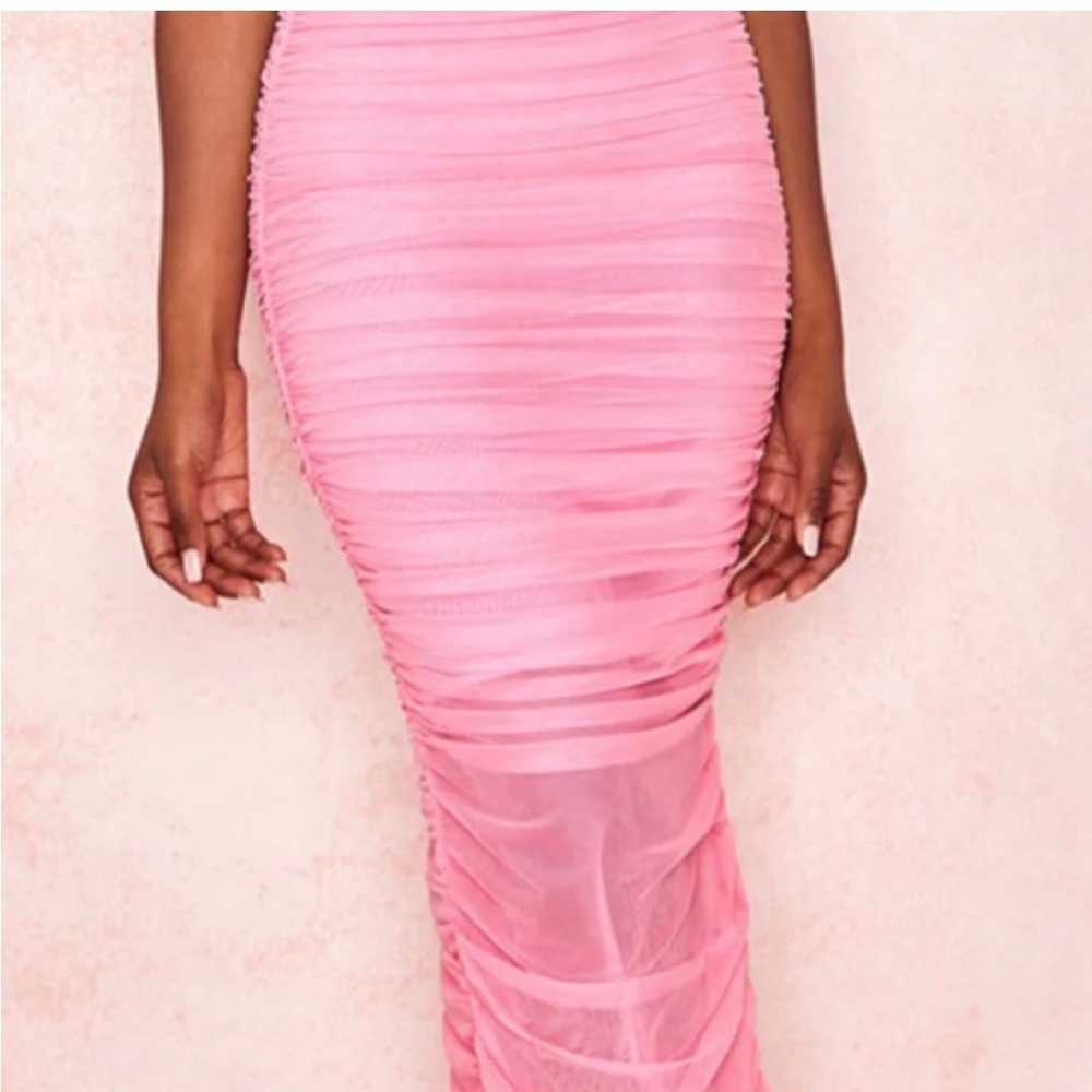 House of CB Fornarina Barbie Pink Midi Dress Ruched L